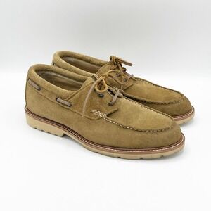 Rhodes Shoes Mens 9 Tan Suede Vibram Gumlite Moc Toe Boat Deck Casual Huckberry